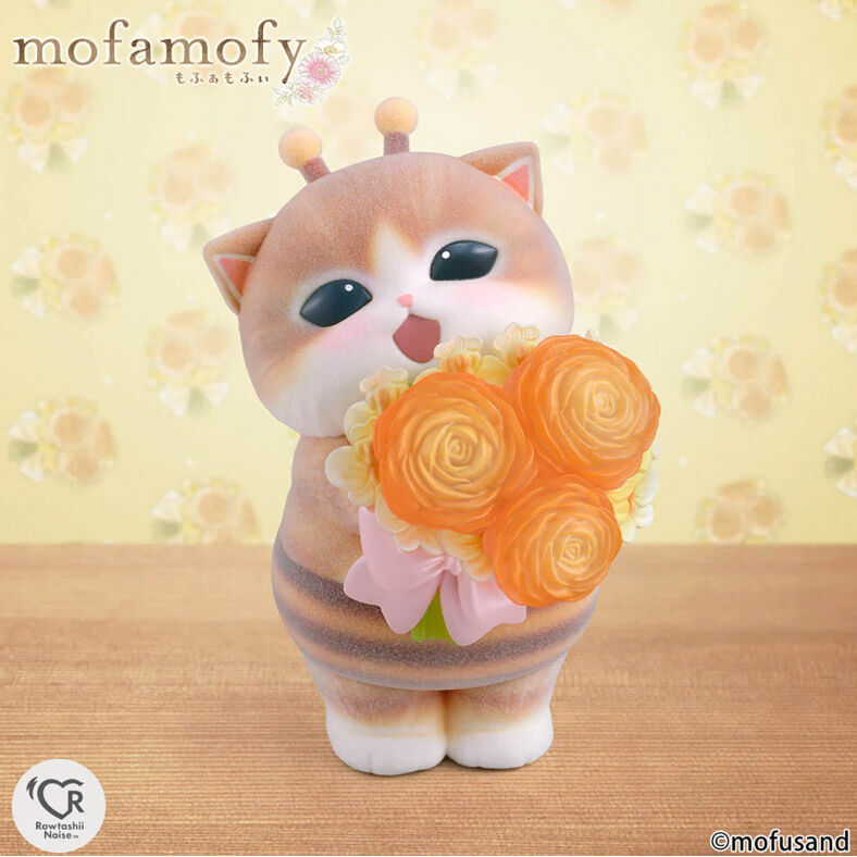 Figura Hachinyan Mofusand Mofamofy con ramo de flores naranjas