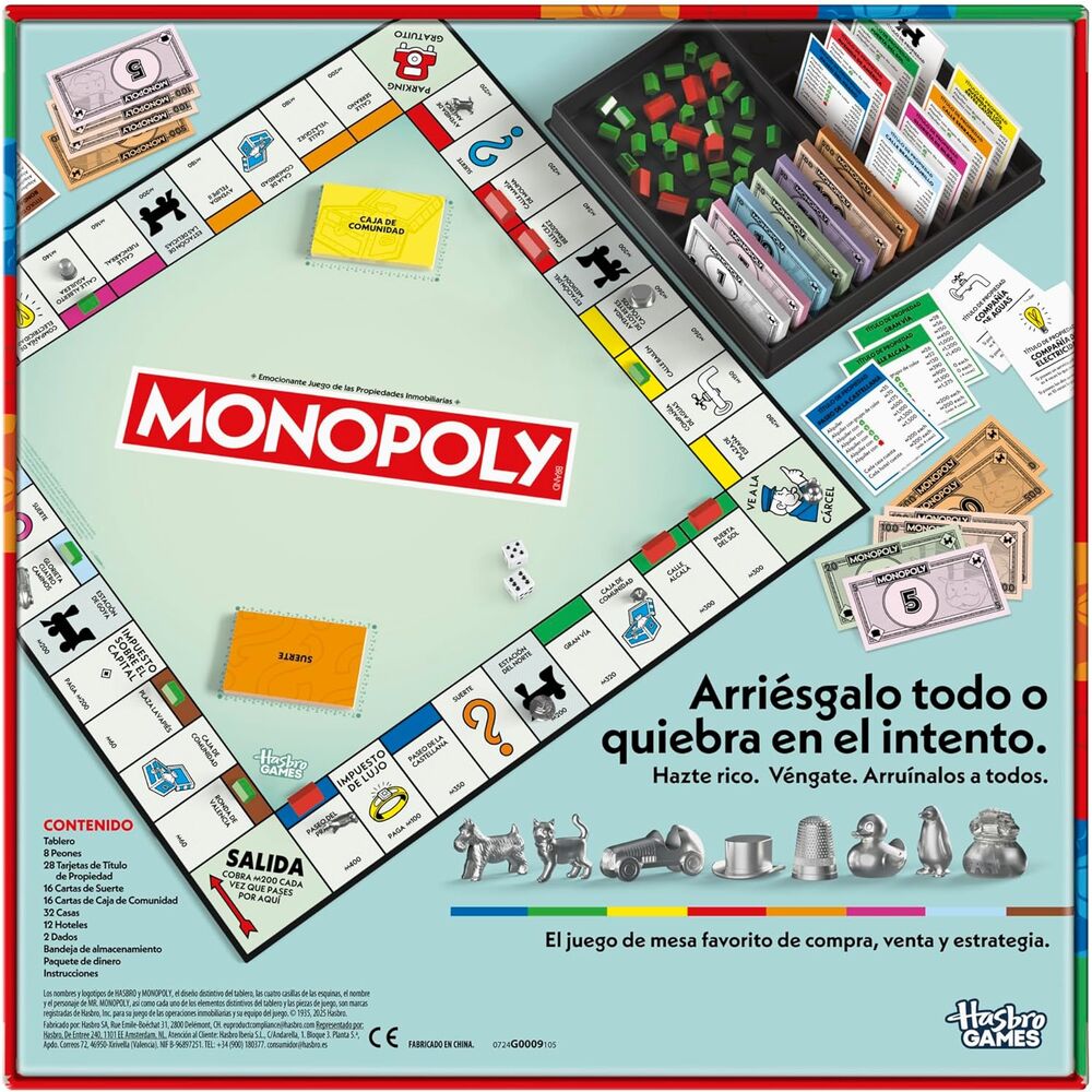 Caja del juego de mesa Monopoly clásico de Hasbro en español - 5