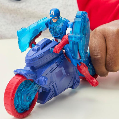 Moto lanzaescudos azul y roja con figura de Capitán América - 5