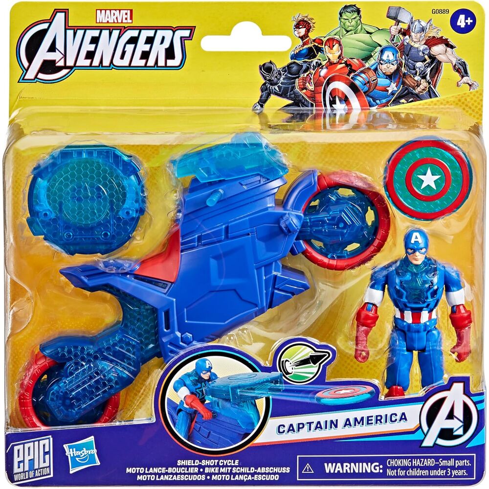 Moto lanzaescudos azul y roja con figura de Capitán América - 2