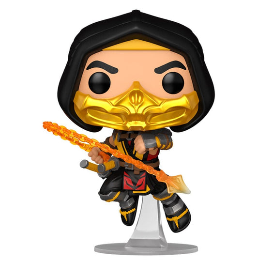 Figura Funko POP! de Scorpion de Mortal Kombat 11 con máscara dorada