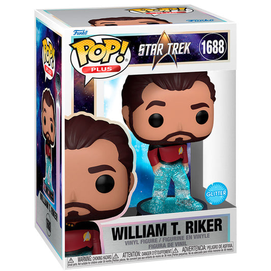 Figura Funko POP Plus de William T. Riker de Star Trek con uniforme rojo y base decorada - 2