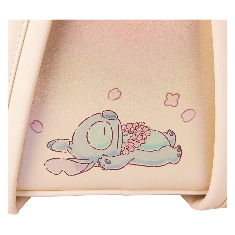 Mochila Disney Loungefly de Stitch y Angel con flores rosas - 6