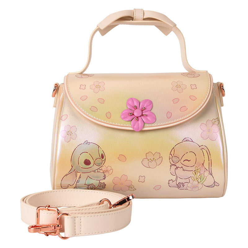 Bolso bandolera iridiscente de Stitch Disney Loungefly con flores en 3D