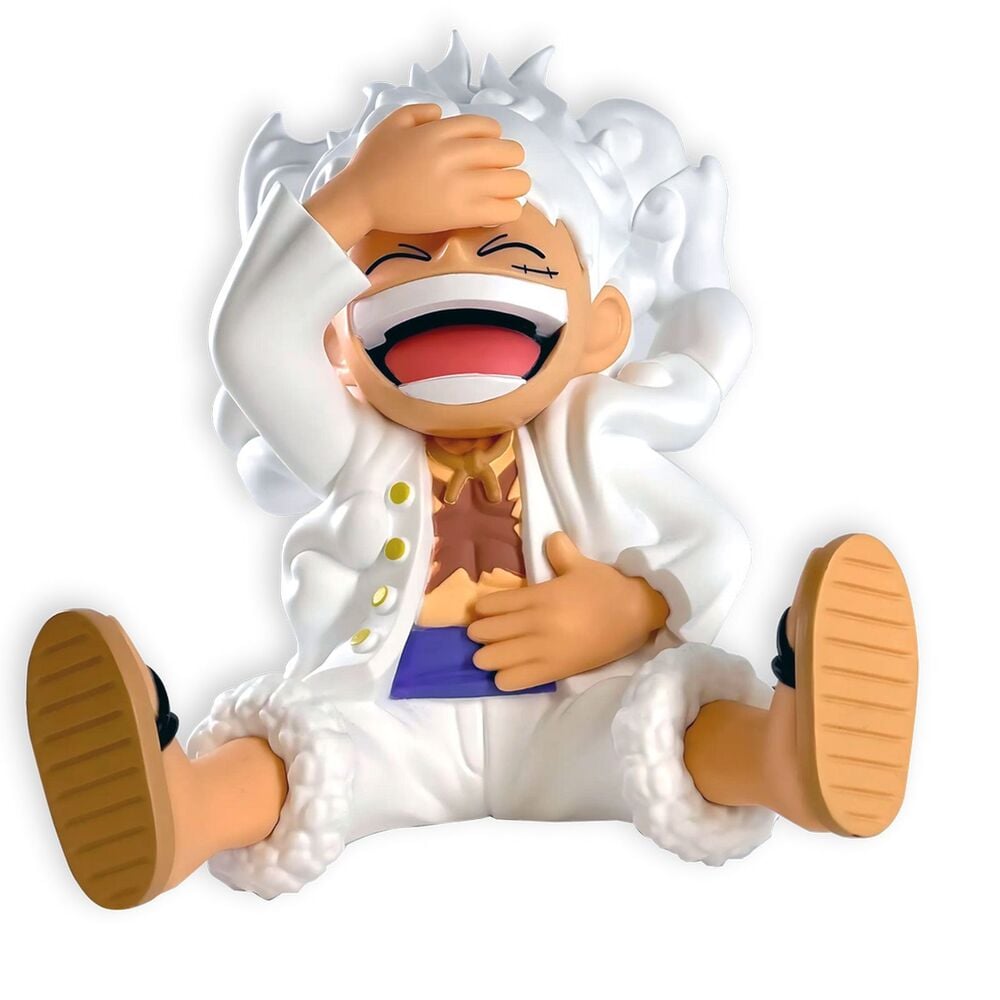 Figura hucha de Monkey D. Luffy Gear 5 de One Piece sentado