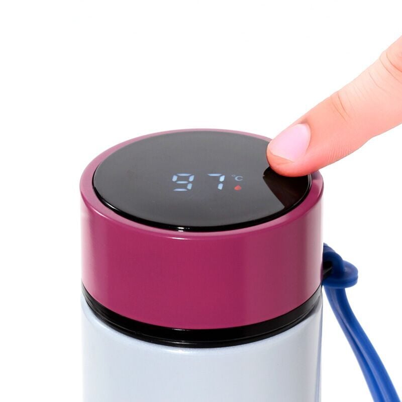 Botella termo Minecraft de 450 ml con diseño de ajolotes, tapa rosa y correa azul - 7