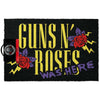 Felpudo negro Guns N' Roses de fibra de coco con rosas rojas