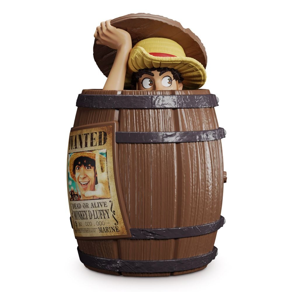 Galletero de dolomita One Piece con diseño de barril y Luffy
