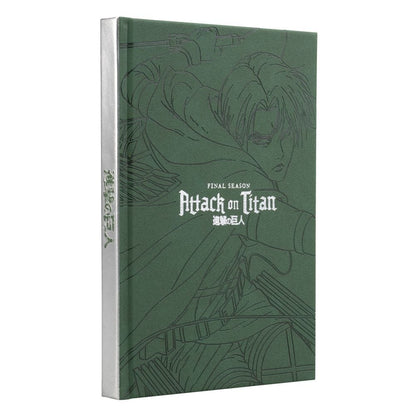 Cuaderno A5 ERIK de Attack on Titan con tapa verde y diseño de Final Season