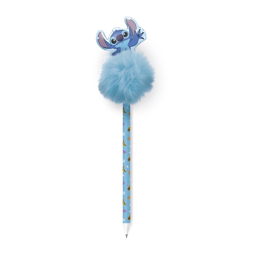 Bolígrafo azul de Stitch Disney con pompón
