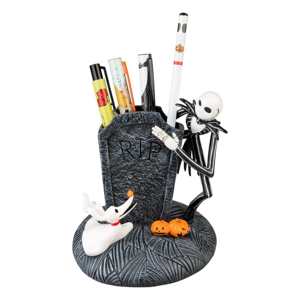 Portalápices de cerámica de Pesadilla Antes de Navidad con Jack Skellington y Zero