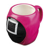 Taza 3D fucsia de El Juego del Calamar con máscara geométrica