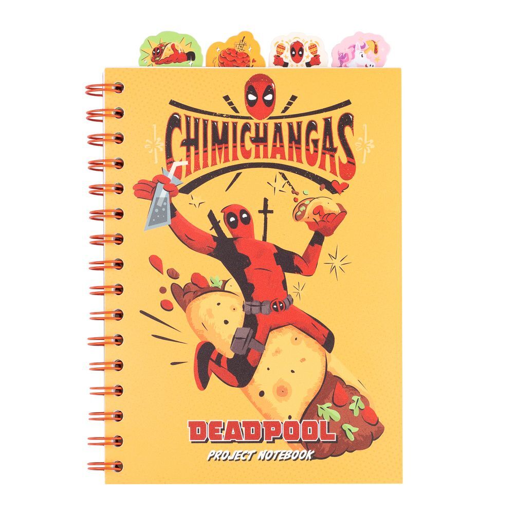 Cuaderno A5 Deadpool Marvel amarillo con separadores