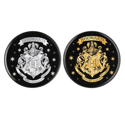 Set de 2 posavasos Hogwarts de Harry Potter, uno plateado y otro dorado