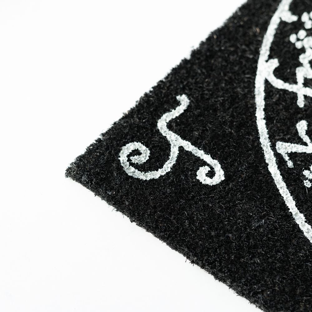 Felpudo negro y blanco de El Señor de los Anillos con diseño de arco decorativo - 2