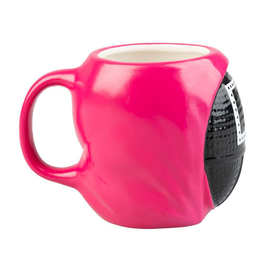 Taza 3D fucsia de El Juego del Calamar con máscara geométrica - 2