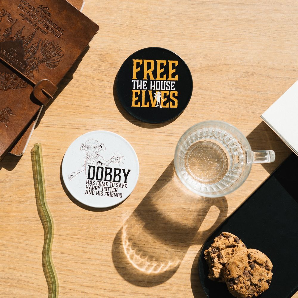 Set de 2 posavasos de Dobby Harry Potter con frases de la saga - 3