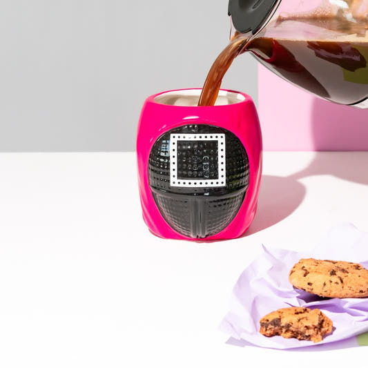 Taza 3D fucsia de El Juego del Calamar con máscara geométrica - 6