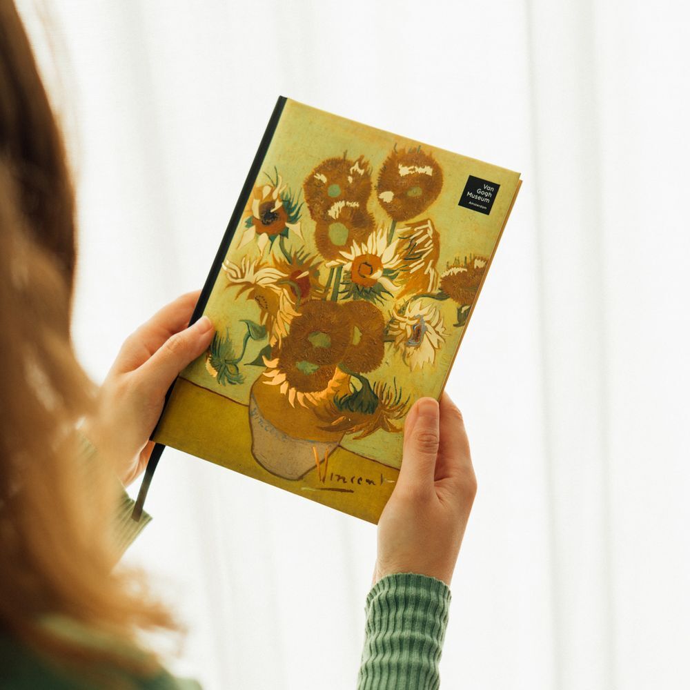 Set ERIK de cuaderno A5 y bolígrafo con diseño de girasoles - 6