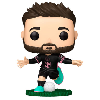 Figura Funko POP! de Lionel Messi con la equipación del Inter Miami y un balón de fútbol