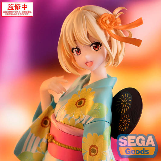 Figura de Chisato Nishikigi con yukata turquesa floral y base transparente - 4