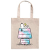 Bolsa tote de algodón Snoopy y Woodstock sobre fondo crudo