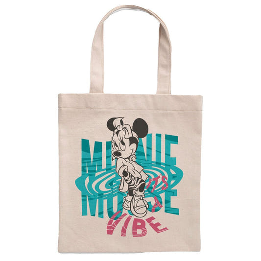 Bolsa tote de algodón de Minnie Mouse Disney con estampado turquesa y rosa