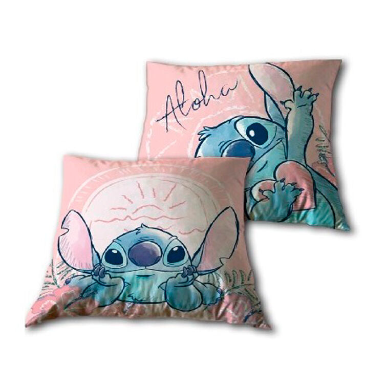 Cojín Disney Stitch de microfibra en tonos rosas