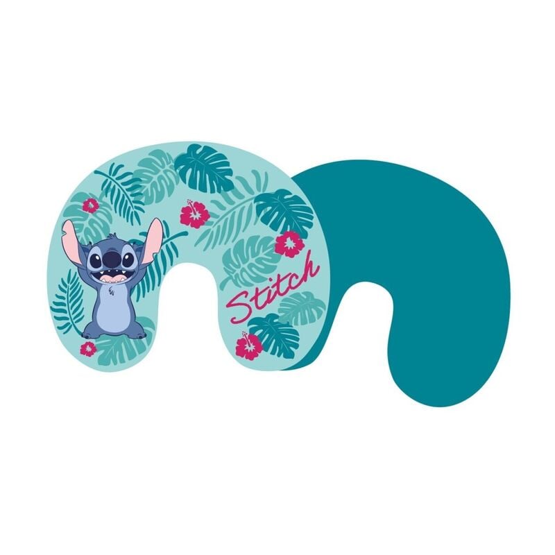 Cojín de viaje Stitch Disney turquesa con estampado tropical
