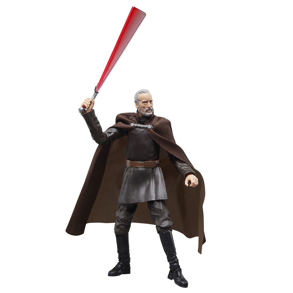 Figura articulada de Count Dooku Star Wars con capa marrón y sable de luz rojo - 9