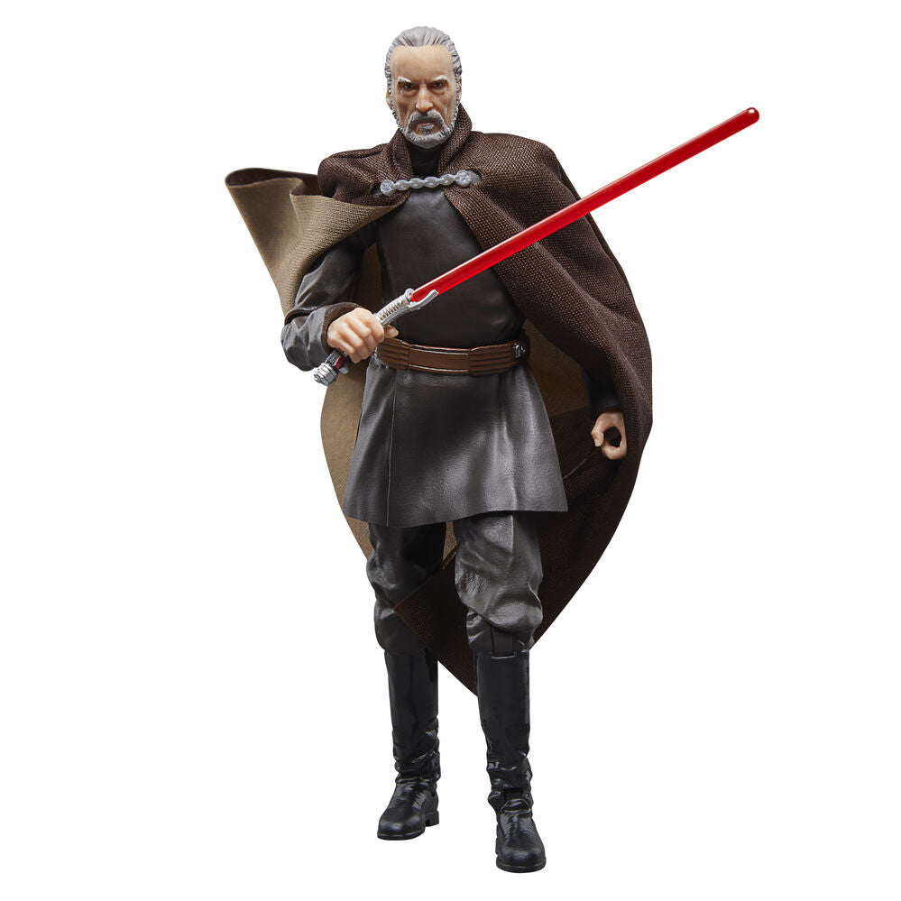 Figura articulada de Count Dooku Star Wars con capa marrón y sable de luz rojo - 7