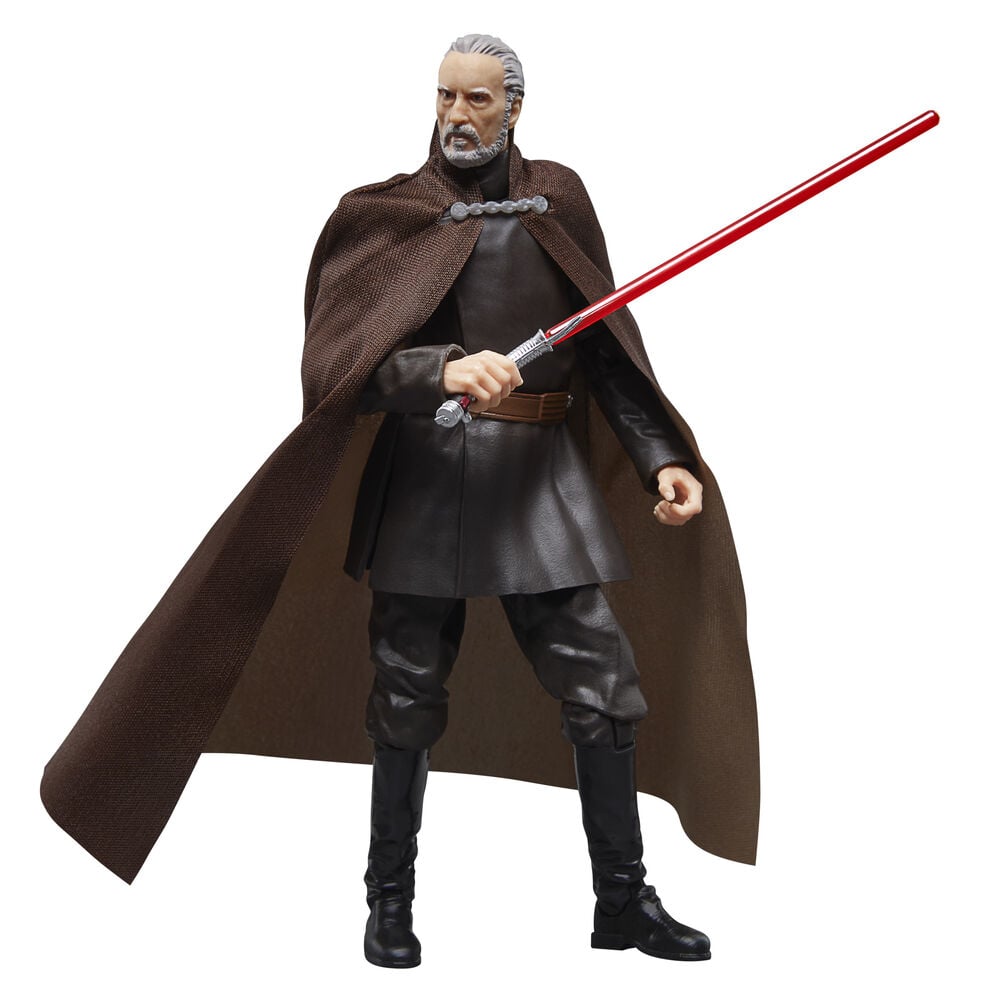 Figura articulada de Count Dooku Star Wars con capa marrón y sable de luz rojo - 8