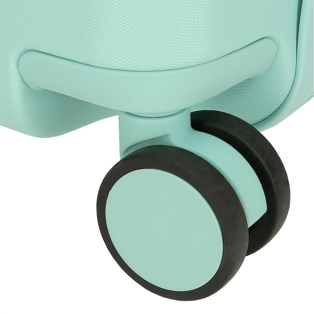 Maleta infantil verde menta de Princesas Disney con ruedas y bandolera - 6