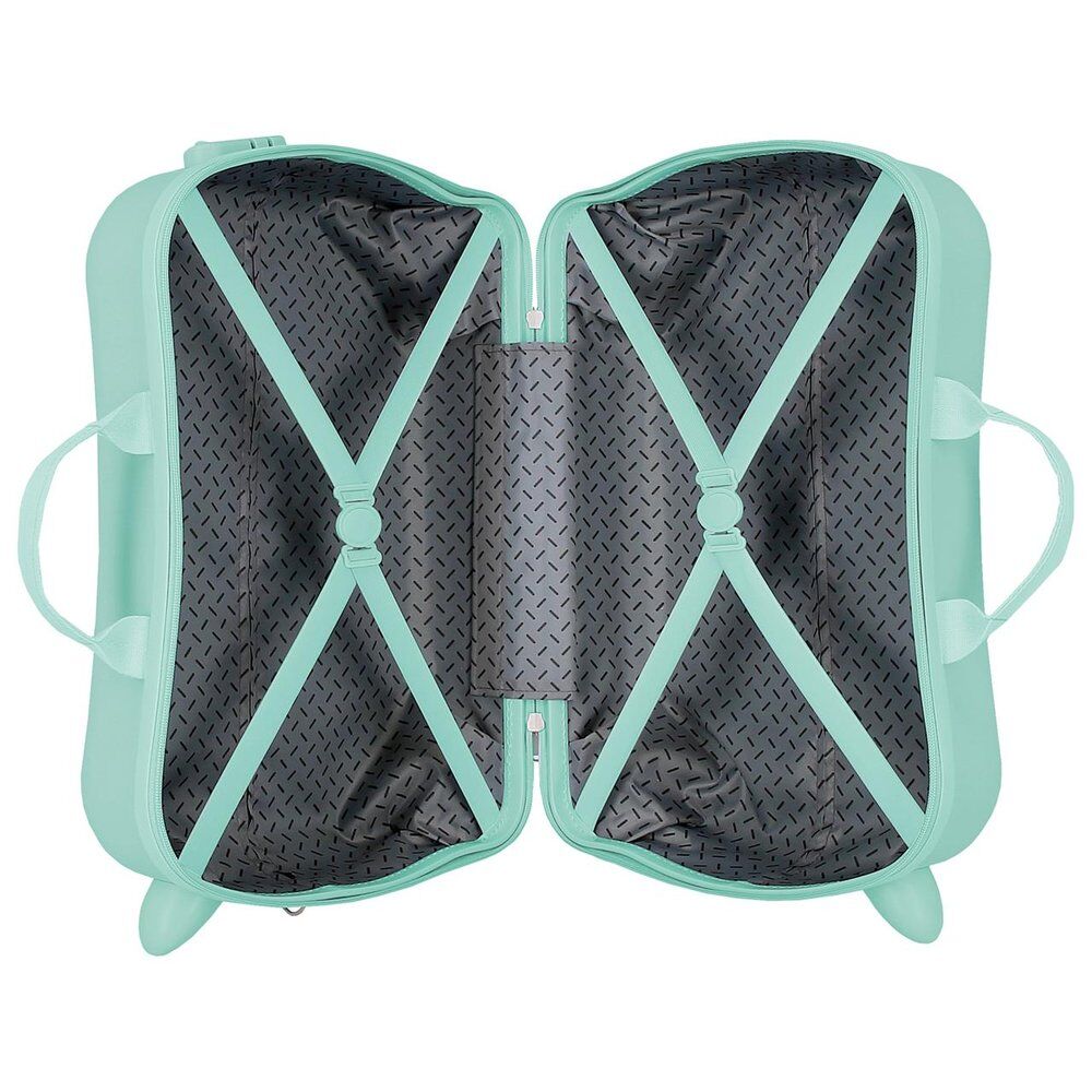 Maleta infantil verde menta de Princesas Disney con ruedas y bandolera - 2