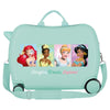 Maleta infantil verde menta de Princesas Disney con ruedas y bandolera