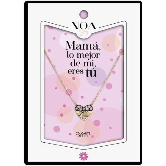 Colgante corazón de acero dorado para mamá NOA STORY