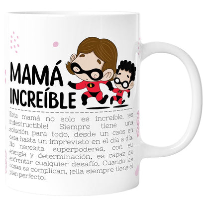 Taza de cerámica LOVELY STORY Mamá Increíble con madre e hijo superhéroes - 2