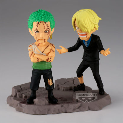 Figura Banpresto de Roronoa Zoro y Sanji de One Piece sobre una base rocosa - 2