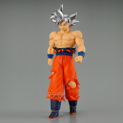 Figura de Son Goku de Dragon Ball Super con cabello plateado y pantalón naranja - 3