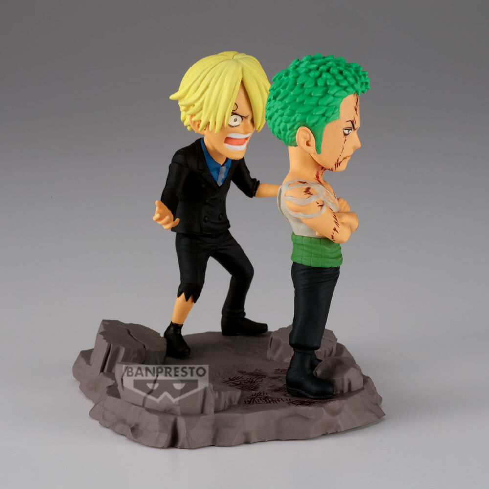Figura Banpresto de Roronoa Zoro y Sanji de One Piece sobre una base rocosa - 3