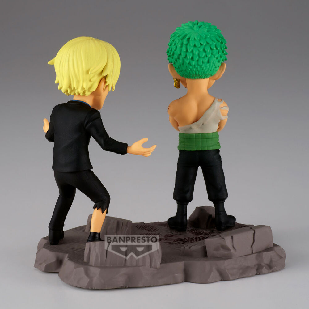 Figura Banpresto de Roronoa Zoro y Sanji de One Piece sobre una base rocosa - 4