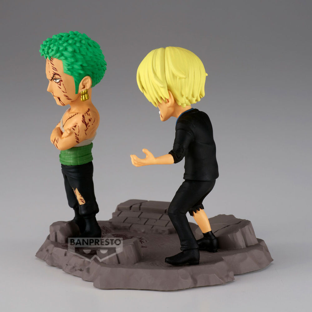 Figura Banpresto de Roronoa Zoro y Sanji de One Piece sobre una base rocosa - 5