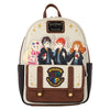 Mochila Loungefly de Harry Potter con personajes y escudo de Hogwarts