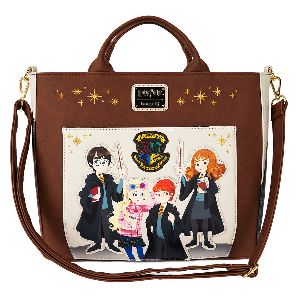 Bolso Spring Harry Potter Loungefly marrón con escudo de Hogwarts - 3