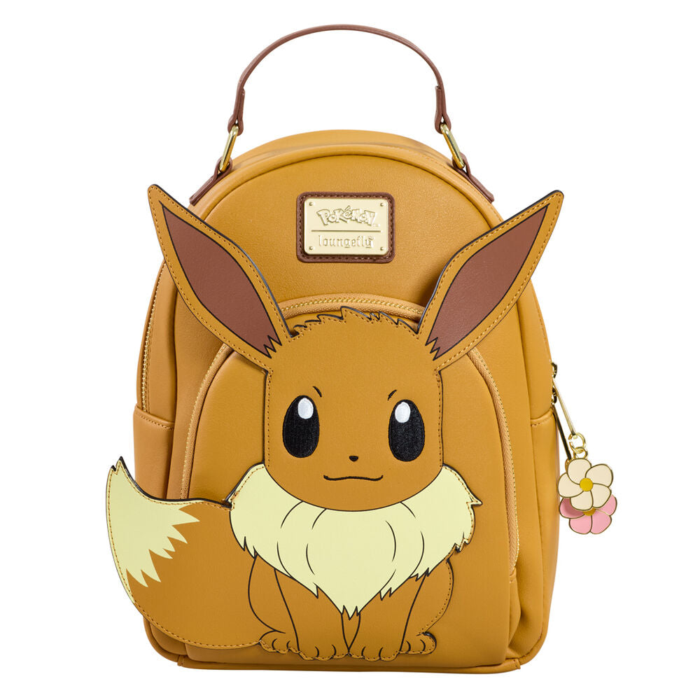Mochila Loungefly de Eevee Pokémon en tonos marrones con colgante floral