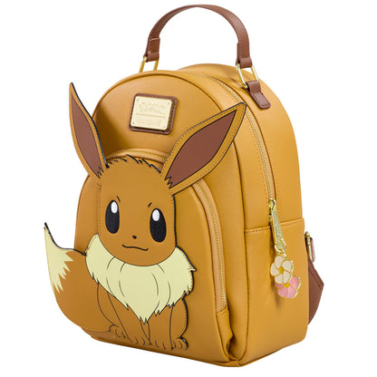 Mochila Loungefly de Eevee Pokémon en tonos marrones con colgante floral - 3