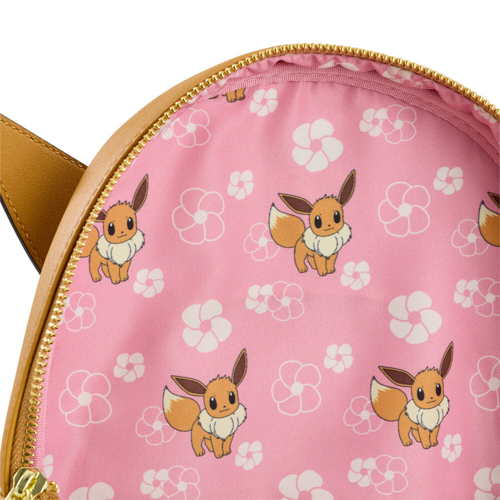 Mochila Loungefly de Eevee Pokémon en tonos marrones con colgante floral - 4
