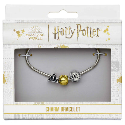 Pulsera Harry Potter bañada en plata con tres abalorios - 2