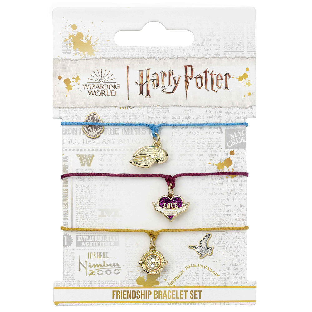 Set de tres pulseras Harry Potter con charms de la snitch, la poción del amor y el girador del tiempo - 2
