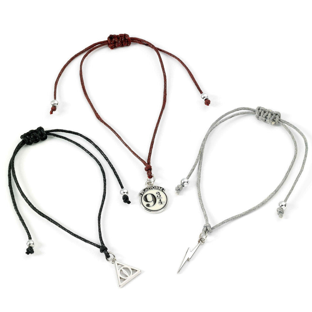 Set de tres pulseras Harry Potter con símbolos de la saga